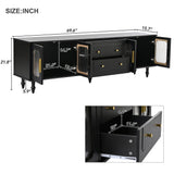 Retro Vintage Black TV Stand With Fluted Glass Doors - Sleep Galleria