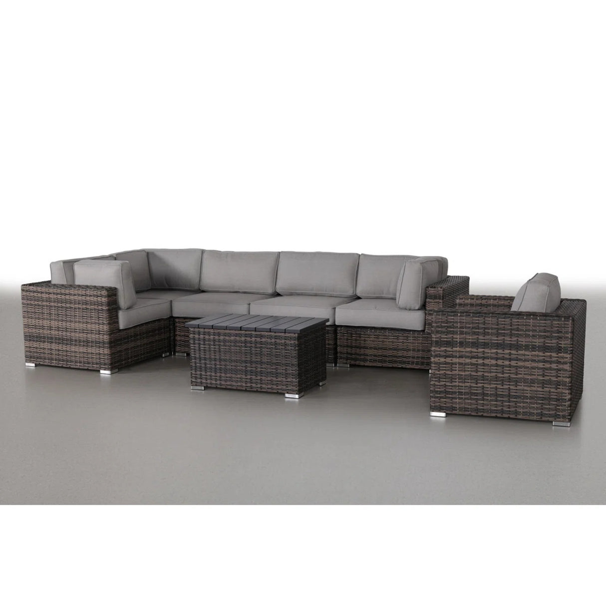 Modern Wicker 7-Piece Ultra-Soft Plush Outdoor Sectional Set