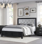 Modern King Panel Bed With LED Upholstered Headboard