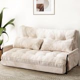 MAXYOYO Adjustable Floor Sofa Couch with 2 Pillows, Boucle Convertible Lazy Sofa Sleeper Bed with Armrest, Double Size, Living Room Furniture