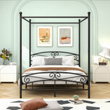 Queen Metal Canopy Bed Frame With Headboard And Footboard