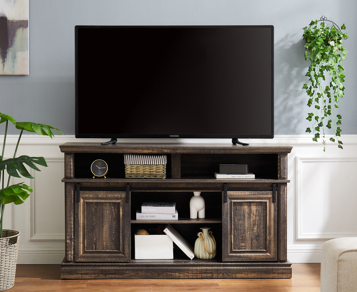 Antique Brown Mid Century Media Console TV Stand