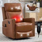 Genuine Leather Medium-Firm Heat Massage Recliner Chair