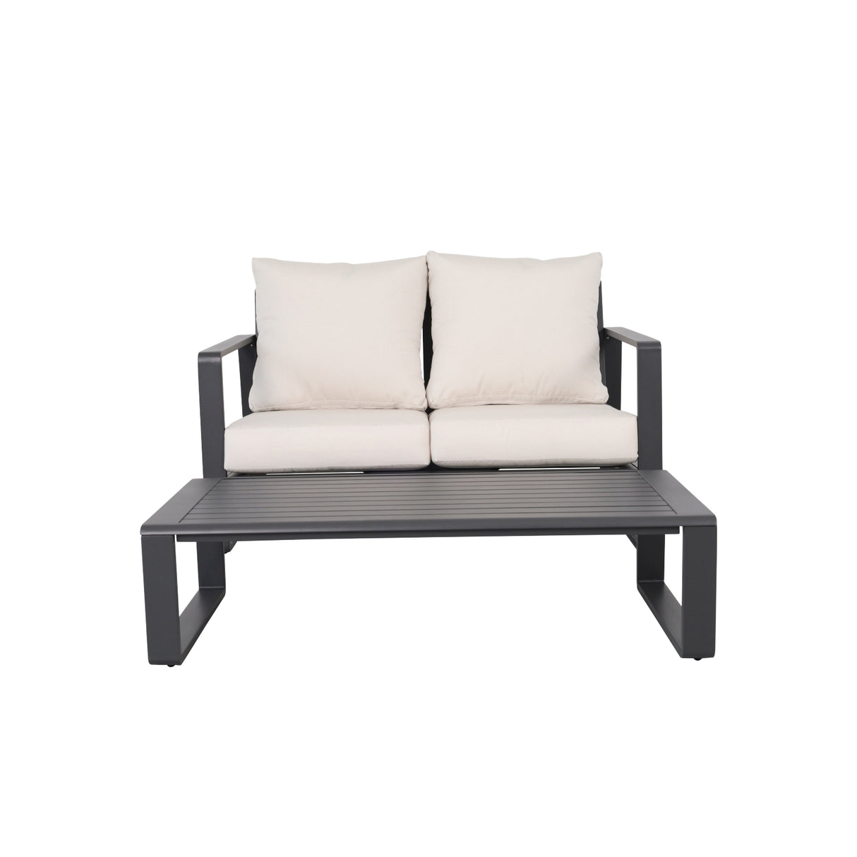 Double Sofa And Rectangular Coffee Table Set With Cushions