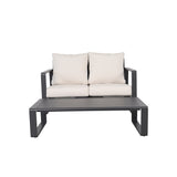 Double Sofa And Rectangular Coffee Table Set With Cushions