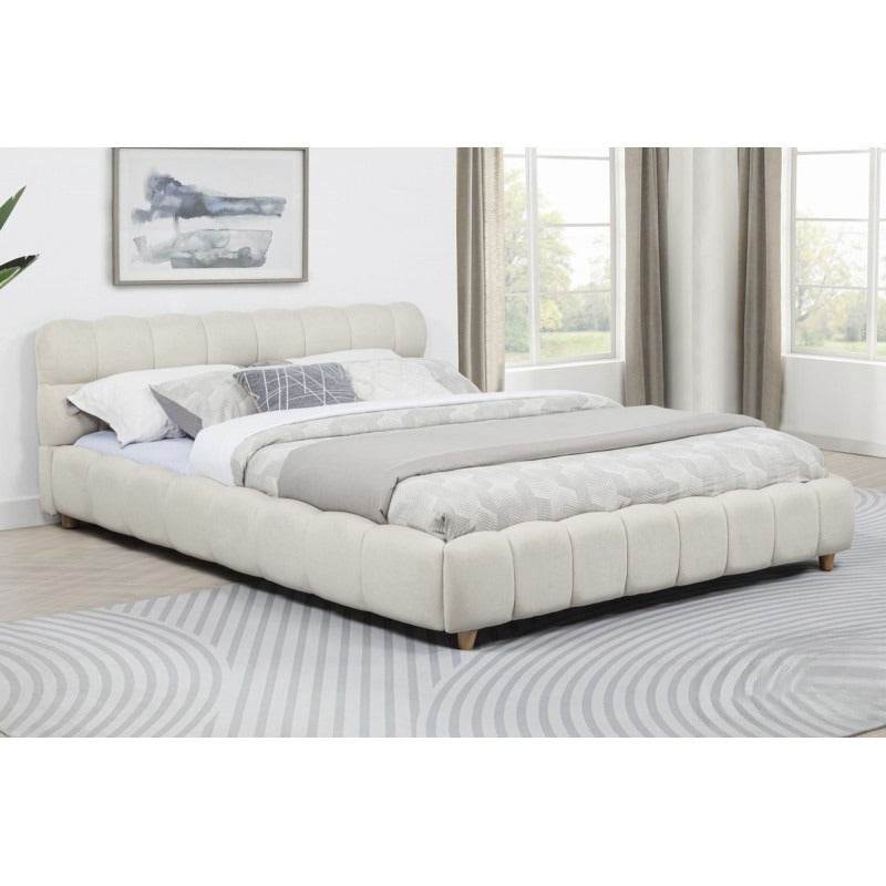 Contemporary Upholstered Queen Size Platform Bed Frame