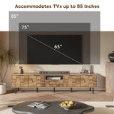 Natural Wood Checkered Pattern TV Stand With Storage - Sleep Galleria