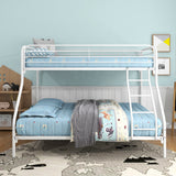Twin-Over-Full Sturdy Metal White Bunk Bed Frame