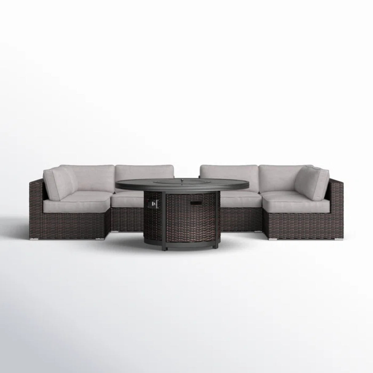 4-Person Outdoor Wicker Seating Set With Fire Pit