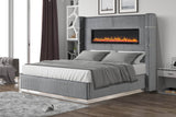 Modern Velvet Upholstered King Size Wood Bed Frame