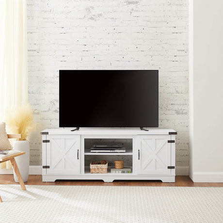 Modern Farmhouse White MDF TV Media Stand Console - Sleep Galleria
