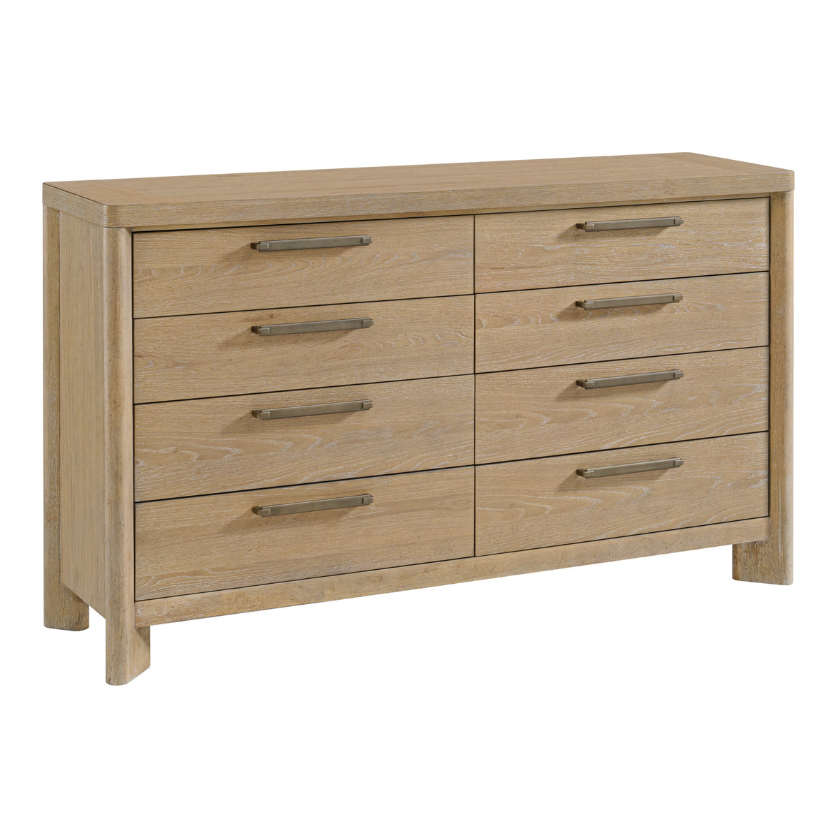 Tan Solid Wood Contemporary 8-Drawer Dresser