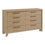 Tan Solid Wood Contemporary 8-Drawer Dresser