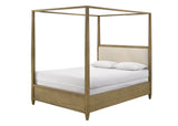 Queen Rustic Charm Canopy Bed With Upholstered Headboard