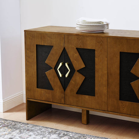 Mid Century Modern 60-Inch Walnut Storage Sideboard Cabinet - Sleep Galleria