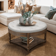 Round Tufted Storage Ottoman Coffee Table With Waterproof Top - Sleep Galleria