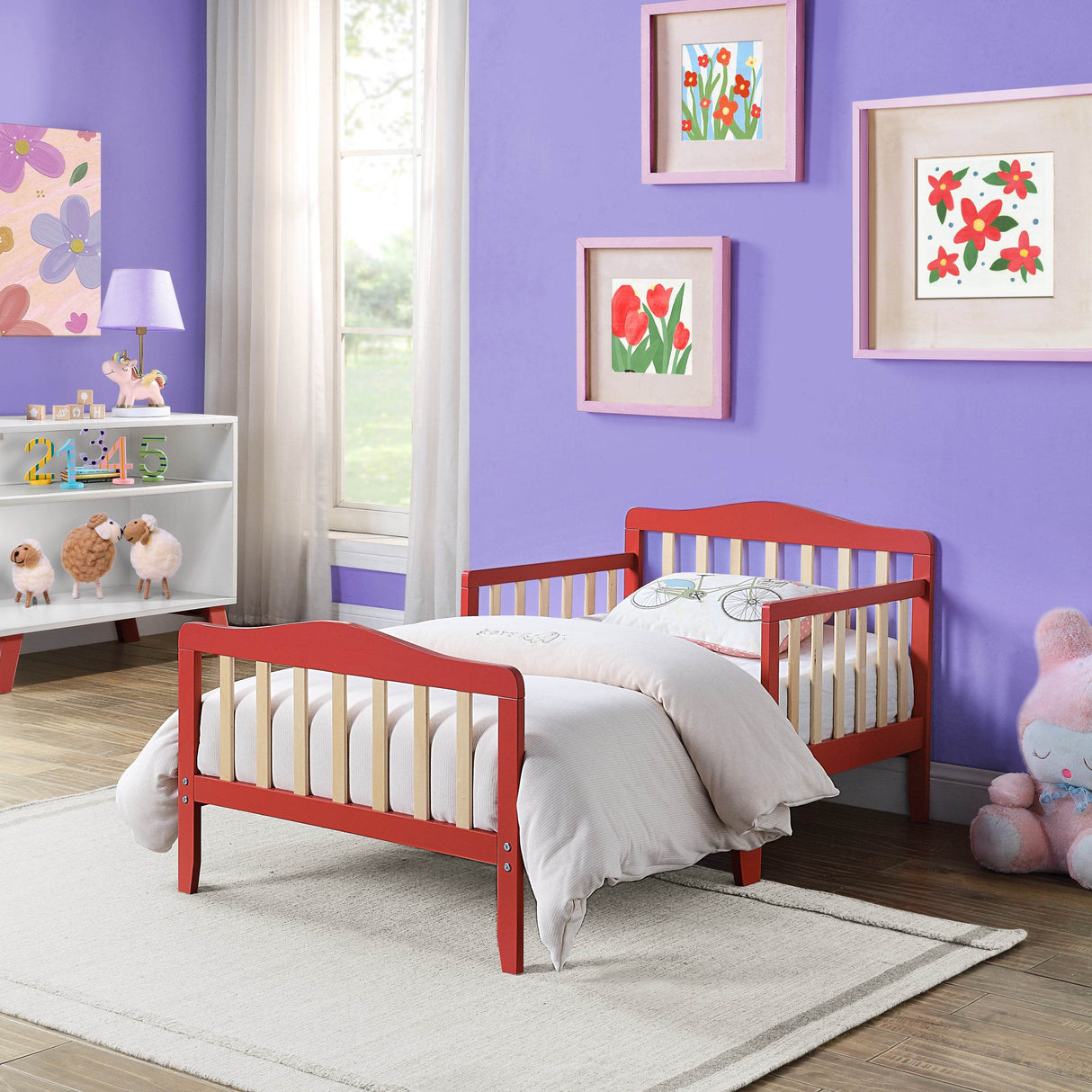 Two-Tone Solid Wood Twain Toddler Bed With Rails