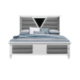 Queen Contemporary White Panel Bed Frame With LED Lighting