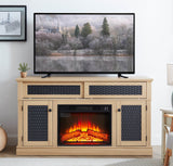 Embossed Light Oak Fireplace TV Stand Console - Sleep Galleria