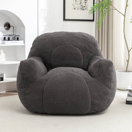 Dark Gray Teddy Foam Bean Bag Chair - Calmora - Sleep Galleria