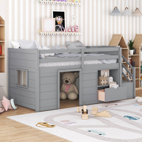 Gray Pine Low Loft Twin Bed - Sleep Galleria