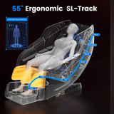 4D Massage Chair with 55" SL Track, 2 Zero Gravity Modes, Voice Control, Heating, Leather