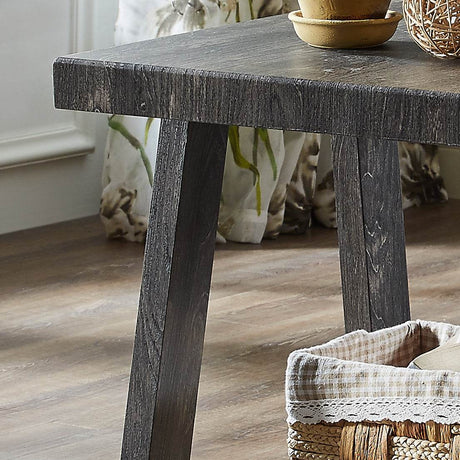Contemporary Wood Shelf Coffee Table Set Charcoal Finish - Sleep Galleria