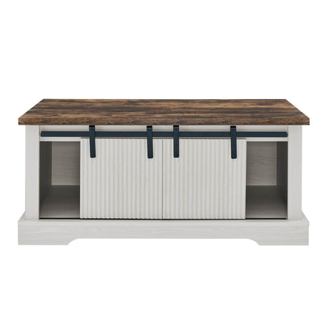 Rustic Sliding Barn Door Coffee Table With Storage - Sleep Galleria