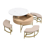 Modern Round Lift-Top Coffee Table With Storage And Ottomans - Sleep Galleria