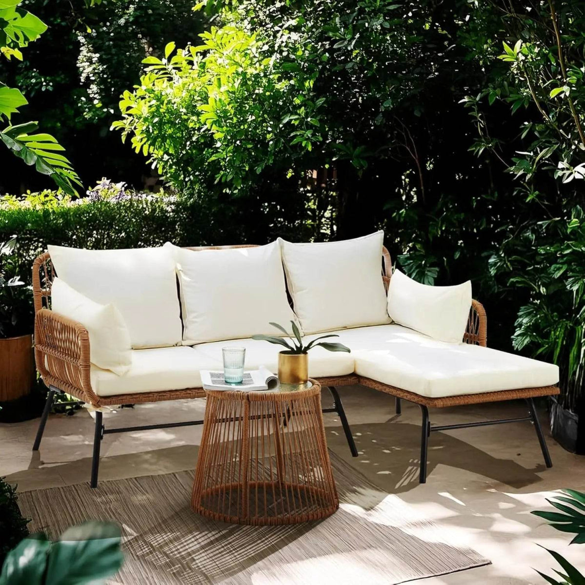 3-Piece Modular L-Shaped Outdoor Patio Furniture Set - Sleep Galleria