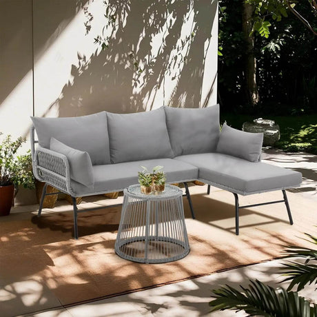 3-Piece Modular L-Shaped Outdoor Patio Furniture Set - Sleep Galleria
