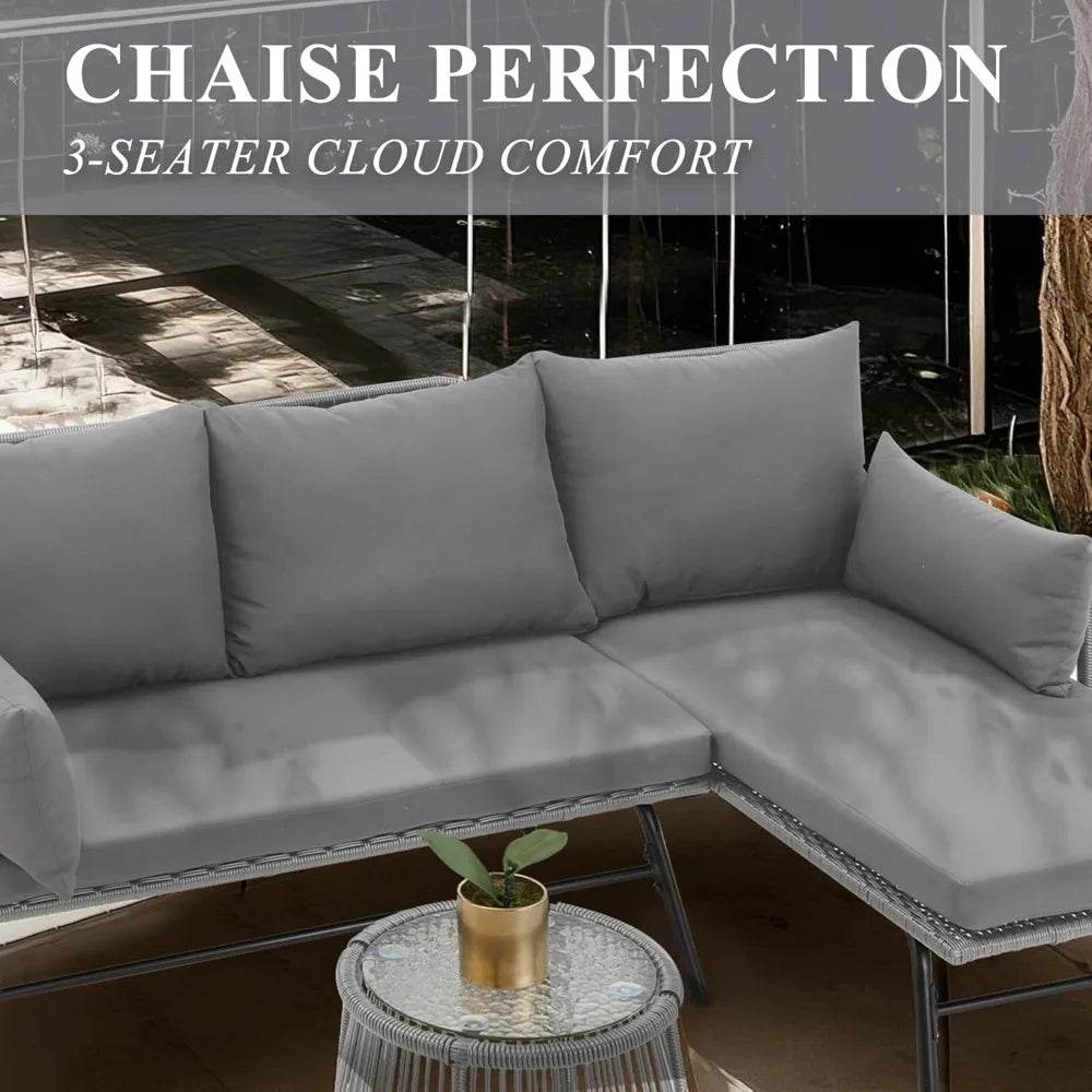 3-Piece Modular L-Shaped Outdoor Patio Furniture Set - Sleep Galleria