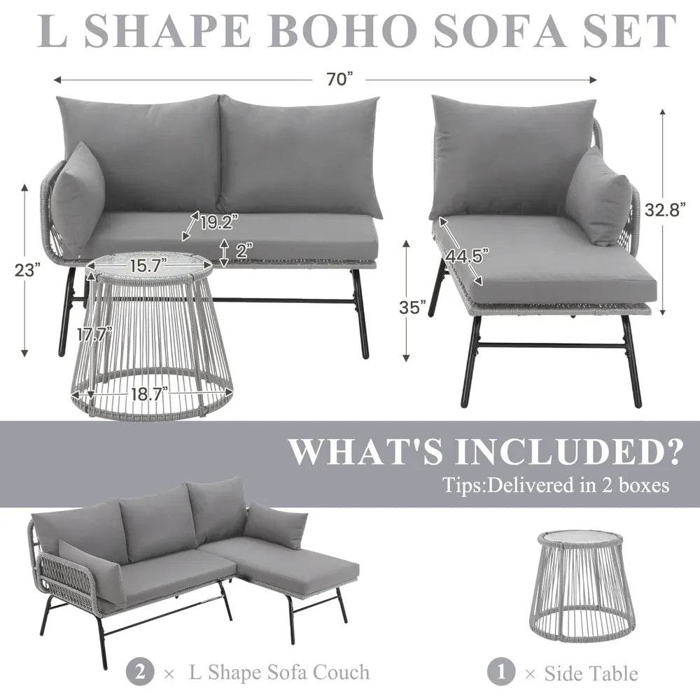 3-Piece Modular L-Shaped Outdoor Patio Furniture Set - Sleep Galleria