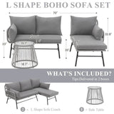 3-Piece Modular L-Shaped Outdoor Patio Furniture Set - Sleep Galleria