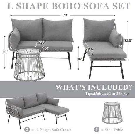 3-Piece Modular L-Shaped Outdoor Patio Furniture Set - Sleep Galleria