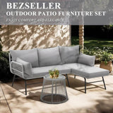 3-Piece Modular L-Shaped Outdoor Patio Furniture Set - Sleep Galleria