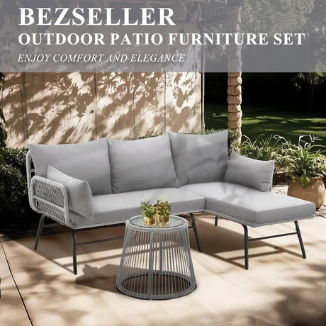 3-Piece Modular L-Shaped Outdoor Patio Furniture Set - Sleep Galleria