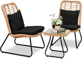 3-Piece Outdoor Wicker Patio Bistro Set With Cushions - Sleep Galleria