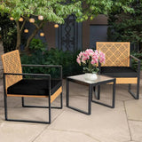 3-Piece Outdoor Wicker Patio Bistro Set With Cushions - Sleep Galleria