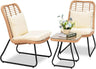 3-Piece Outdoor Wicker Patio Bistro Set With Cushions - Sleep Galleria