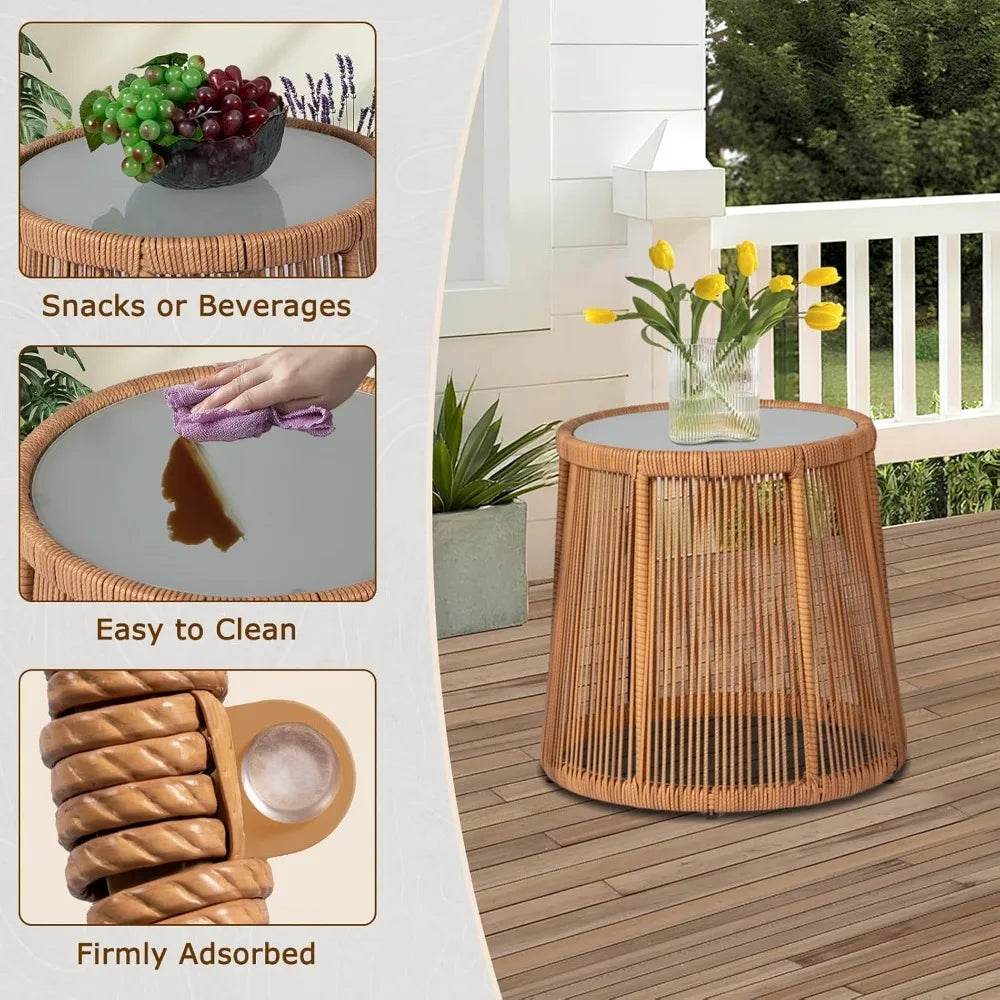 3-Piece Outdoor Wicker Patio Bistro Set With Cushions - Sleep Galleria