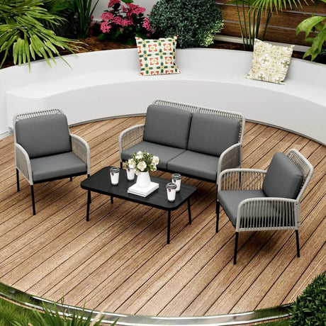4-Piece Outdoor Patio Furniture Set With Cushions - Sleep Galleria