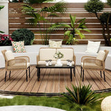 4-Piece Outdoor Patio Furniture Set With Cushions - Sleep Galleria