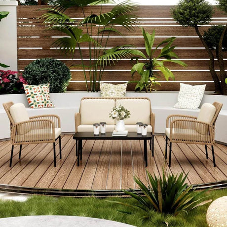 4-Piece Outdoor Patio Furniture Set With Cushions - Sleep Galleria