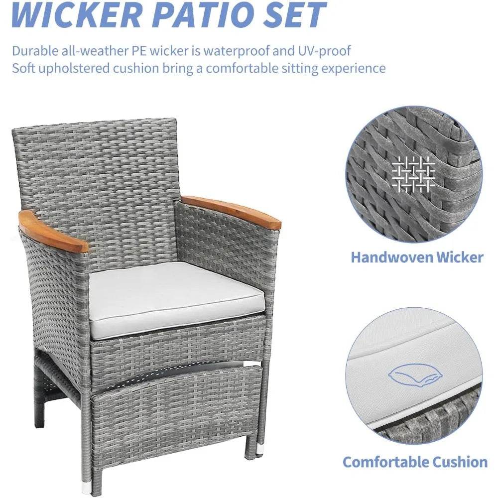 5-Piece Gray Wicker Outdoor Patio Furniture Set - Sleep Galleria