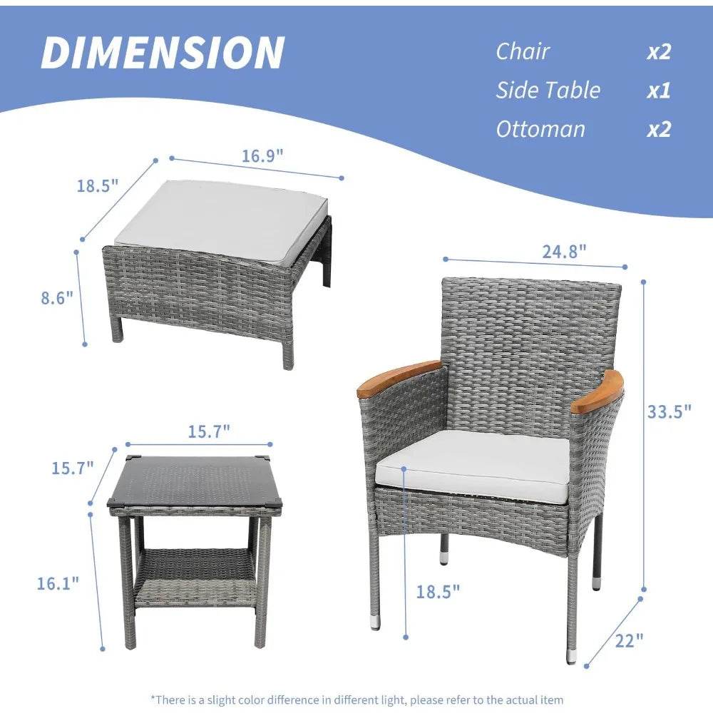 5-Piece Gray Wicker Outdoor Patio Furniture Set - Sleep Galleria