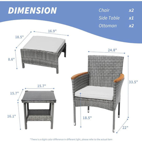 5-Piece Gray Wicker Outdoor Patio Furniture Set - Sleep Galleria
