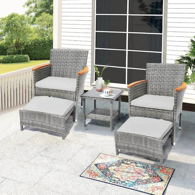 5-Piece Gray Wicker Outdoor Patio Furniture Set - Sleep Galleria