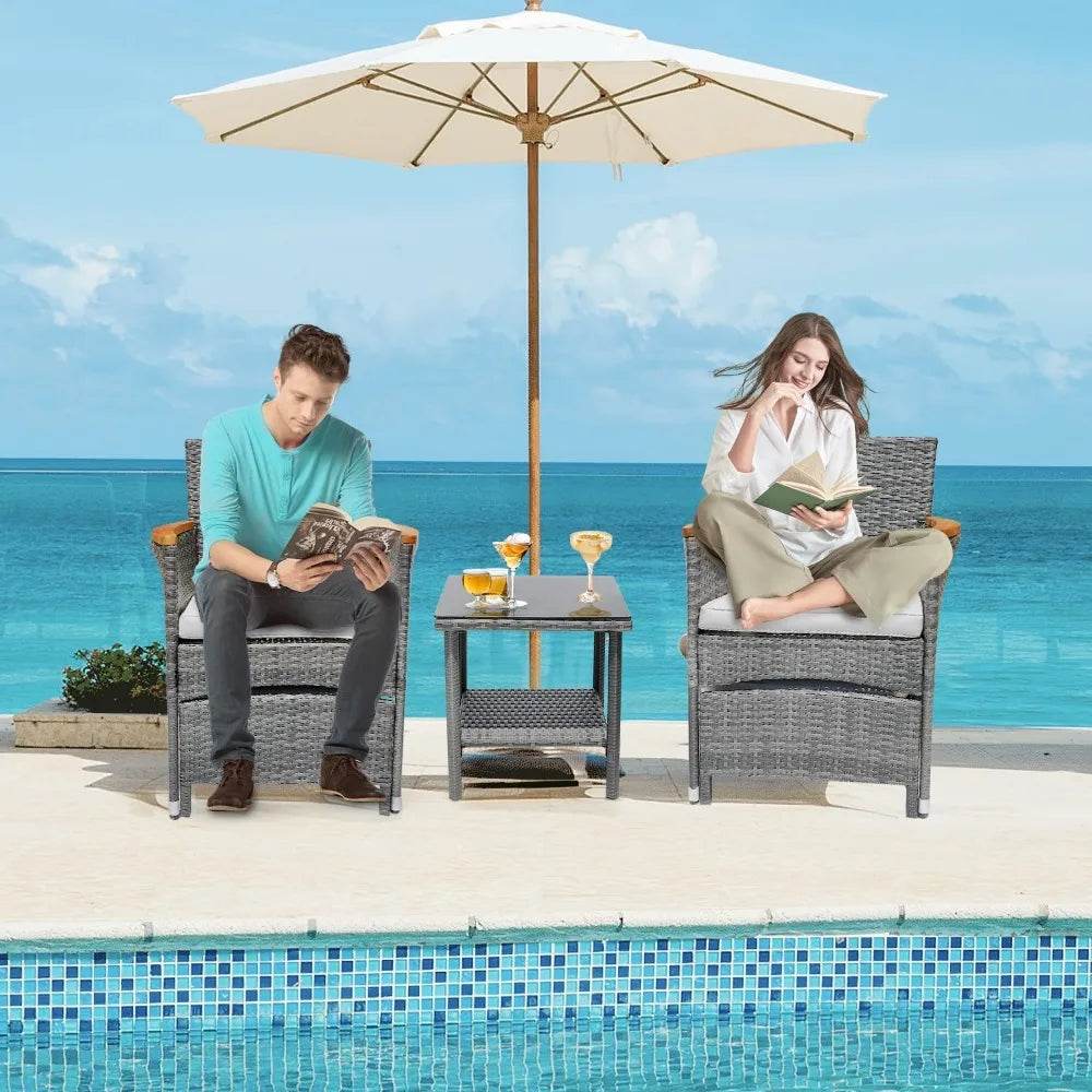 5-Piece Gray Wicker Outdoor Patio Furniture Set - Sleep Galleria