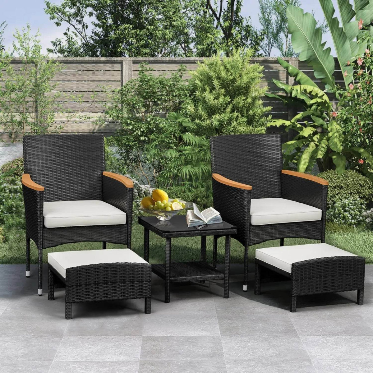 5-Piece Gray Wicker Outdoor Patio Furniture Set - Sleep Galleria
